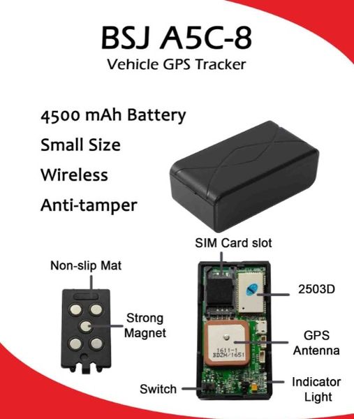

lbs+gps car tracking device vehicle truck gps tracker locator a5c-8 with powerful magnet anti-tamper 4500mah long standby time