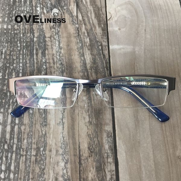 

optical glasses frame women half rim prescription eyeglasses men myopia glasses metal optical frame spectacle frames, Black