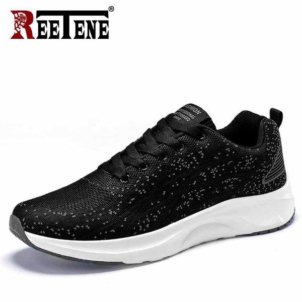 

reetene men breathable light casual shoes non-slip wear-resistant sports male shoes fashion mesh sneakers comfortable footwear, Black