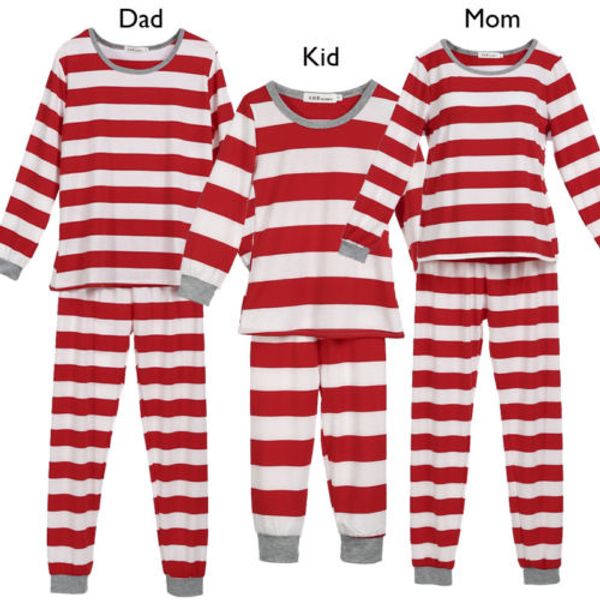 

семья соответствующие дети взрослые хлопок рождество пижамы полосатый с длинным рукавом топы+брюки леггинсы 2 шт. повседневная пижамы пижамы, Blue