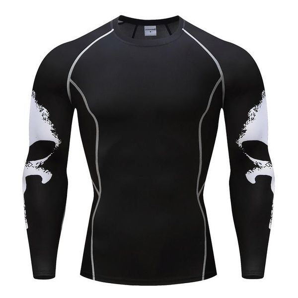 

t shirts compression mens long sleeves crossfit fitness base layer weight lifting clothes slim plus size s-4xl, White;black