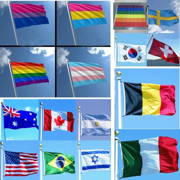 

29 designs national flag for world stripe rainbow double gay flying flag banners decoration 3*5ft 90*150cm fa2663