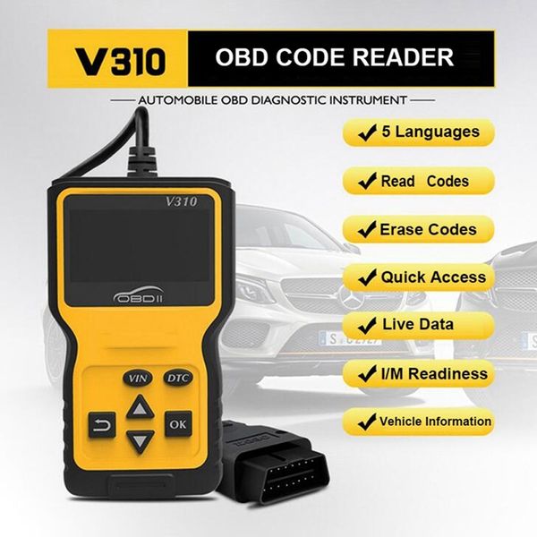 

v310 car code reader auto can obd2 scanner v1.1 16 pin male engine coolant temp car speed probe obdii diagnostic tool