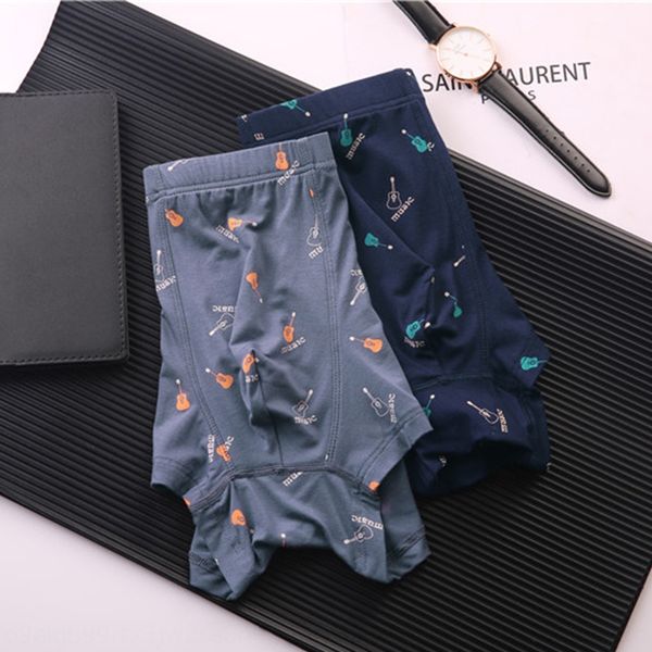 

0094 blue regenerated fiber men's underwear mid-waist printed underwear under under boxer pants breathable comfortable boxer pants, Black;white