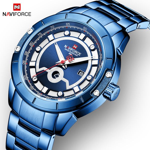 

naviforce men watch steel strap sport waterproof date watches wristwatch clock man relogio masculino 2019, Slivery;brown