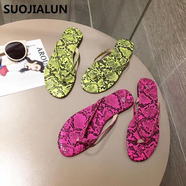 

2019 new women summer flip flops snake pattern sandals outside casual outdoor beach shoes flat slippers beach slides, Black