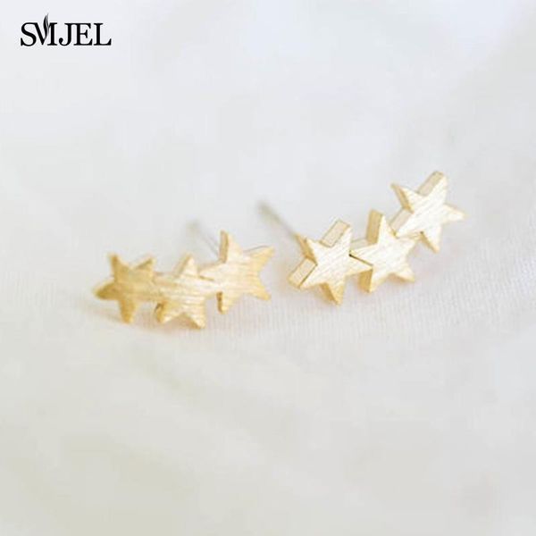 

new fashion jewelry three star men teens stud earrings for women cute star earrings gifts s027, Golden;silver