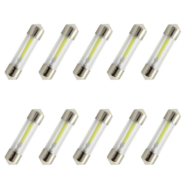 

cqd-light 10pcs/lot cob led chips c5w 31mm 36mm 39mm 41mm car interior glass lens festoon dome reading 12v dc white/blue bulbs