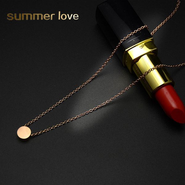 

new 316l stainless steel small circle heart pendants necklace for women girlfriend rose gold silver gold chian necklace party jewelry