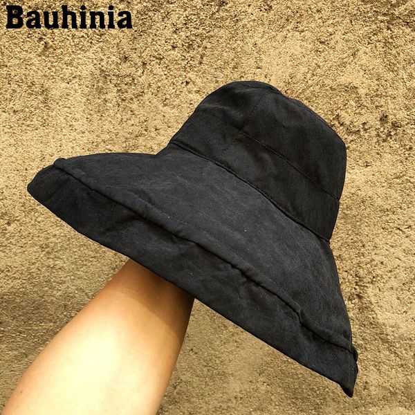 

bauhinia fashion summer wide brim bucket hats women korean fisherman caps anti-sunburn ladies outside basin hat