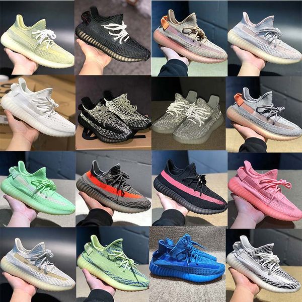 

2019 v2 clay running shoes mens womens triple white black static 3m reflective Synth bred blue tint zebra sime frozen kanye west shoes