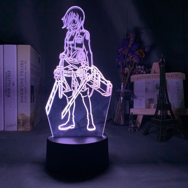 

3d night light attack on titan mikasa ackerman figure girl nightlight for dorm room decor light led usb battery lamp event prize