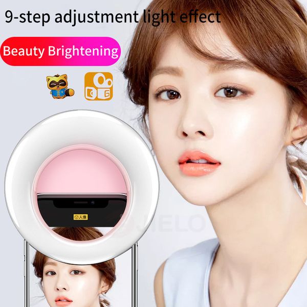 

new portable flash led pgraphy ring phone fill light wq20 selfie light lightning makeup beauty anchor cold and warm two-colorled light