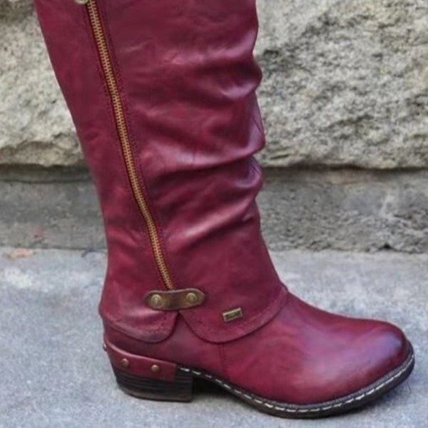

new style women's boots knight boots low heel knee-high women's, Black