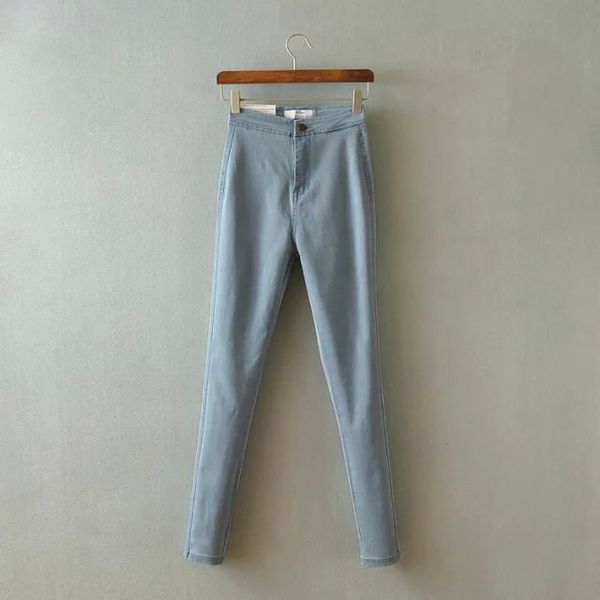 

2020 spring new style women brand casual high waist jeans femme slim denim trousers elastic skinny denim pencil pants, Blue