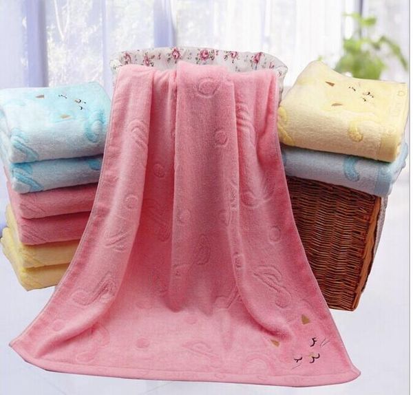 

10pcs/lot explosion models bamboo fiber bath towel cartoon cat musical notes jacquard towel