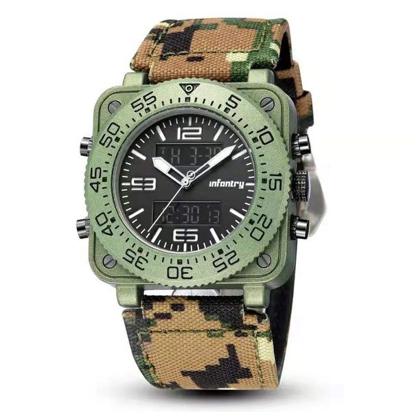 

infantry brand casual wristwatch square dial wide strap men's quartz watch male super men watches montre homme, Slivery;brown