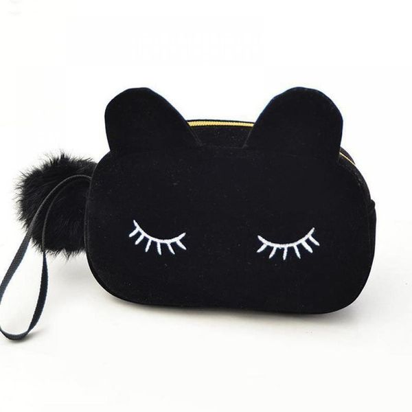 

portable cartoon cat coin storage case travel makeup flannel pouch cosmetic bag cases for women girls