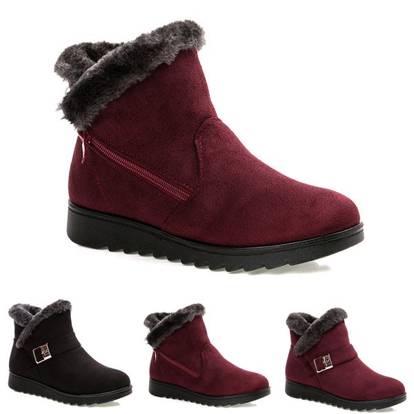 

hotsale non-brand бесплатная доставка зима женщины снегоступы тройной черный вино красный коричневый замша ботильоны мать обувь согреться 36