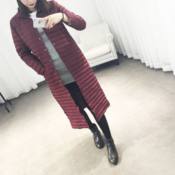 

ультра тонкая куртка зима долго тонкий вниз пальто, Black