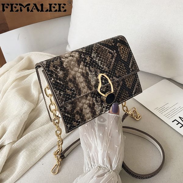 

heart lock brand snake print designer women bag chain strap shoulder bags small crossbody bags for women pu leather bag female