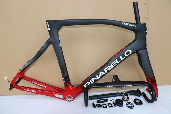 

Ineo team 2019 new f12 carbon road bike frame with handlebar t1100 1k carbon road bicycle frame et and handlebar 20 color