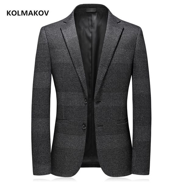 

men's suits & blazers 2021 arrival autumn stripe men casual blazer men,elastic thickening of knitted fabric jackets, White;black