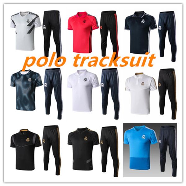 

2019 real madrid short sleeve polo shirt soccer training suit 19 20 ronaldo modric bale marcelo asensio isco football shirt kit tracksuit, Black