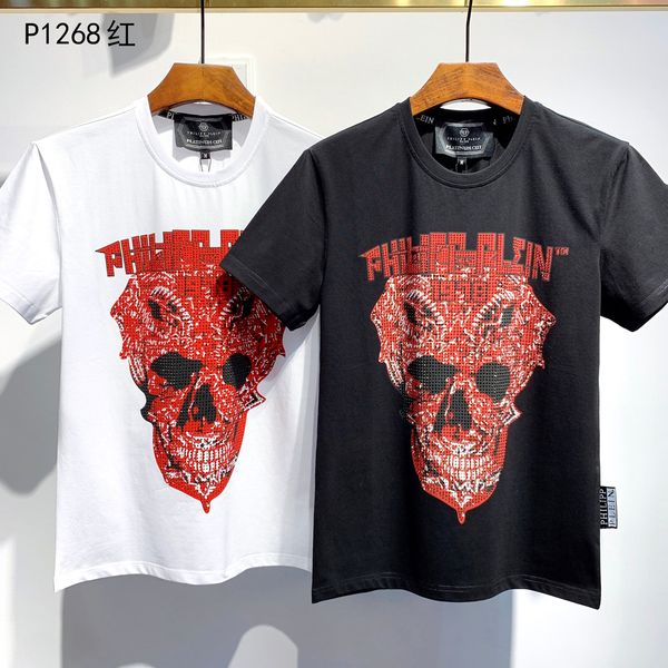 

pp philip plain brand mens designer t shirts firmata uomo fashion luxury designer t shirt summer homme mens skull tshirt tee 1268-1, White