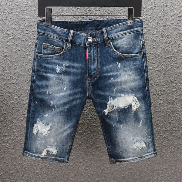 

2020 new men's denim shorts jeans nightclub blue white white fashion tight summer men's pants designer jeans