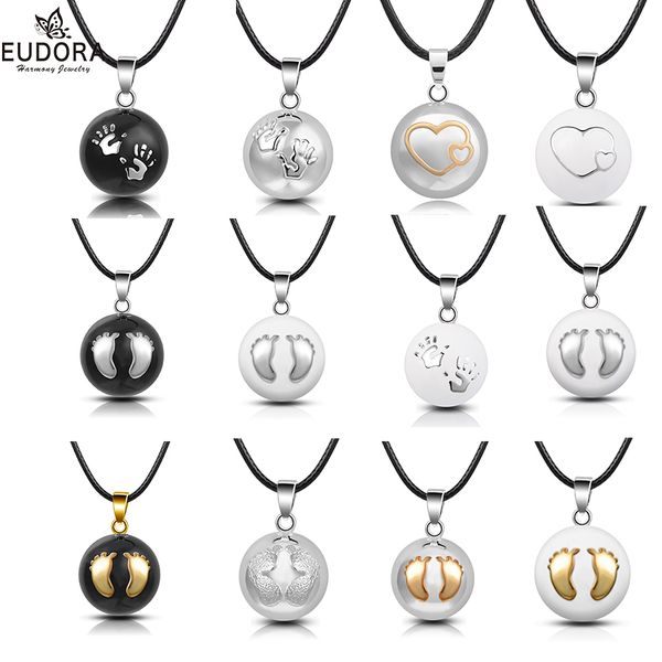 

eudora plated silver baby hands footprint chime ball pendant necklace pregnant ball angel caller pendant for women mom gift