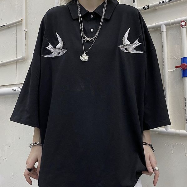 

vintage embroidery t-shirt japanese harajuku men women t shirt short sleeve graphic tshirt ulzzang korean style tee clothes, White;black