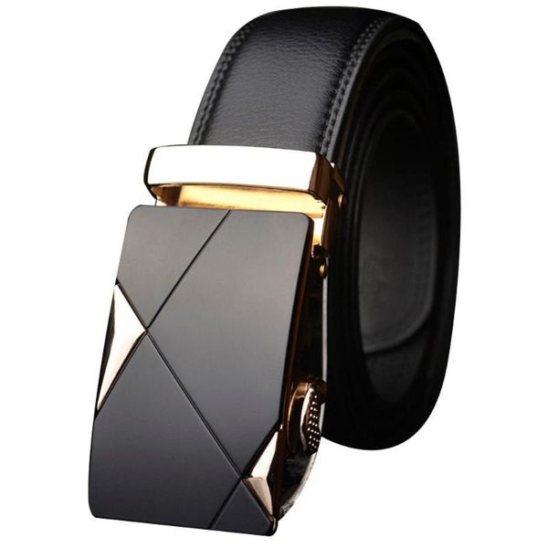 

fashion men designer automatic ratchet buckle belt pu leather belt waist ratchet business waistband 110-130cm, Black;brown