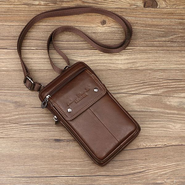 

small dolly men 7-inch wallet bag leather messenger bag mini shoulder cowhide mobile phone waist wear leather belt