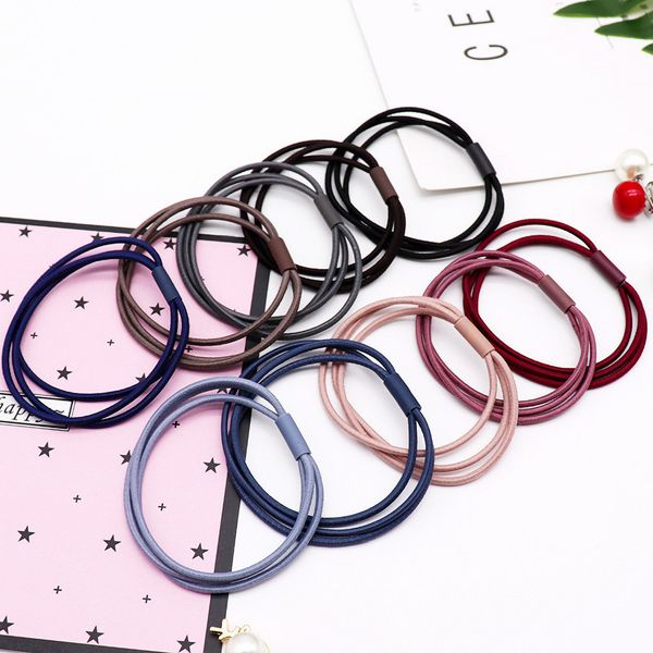 

2019 double skin tube hair ring double thin hair band elastic band 50 rubber ladies chouchou cheveux femme 40*, Brown