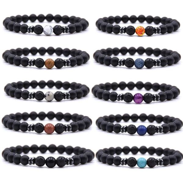 

men women 8mm tiger eye energy beads bracelet gift elastic natural stone yoga bracelets bangle 18 styles charm jewelry wholesale, Black