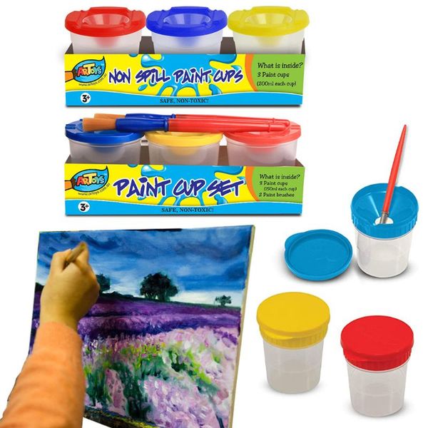 

spill proof paint cups 200ml for washable gouache paint kids school finger