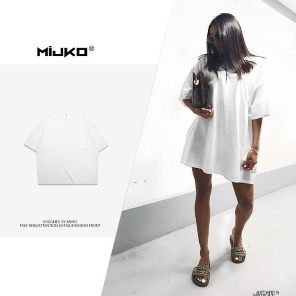 

mens designer shirtmijko men's wear female oversize solid color five points sleeve cotton t shirt hanging shoulder gao96aalzidh, White;black