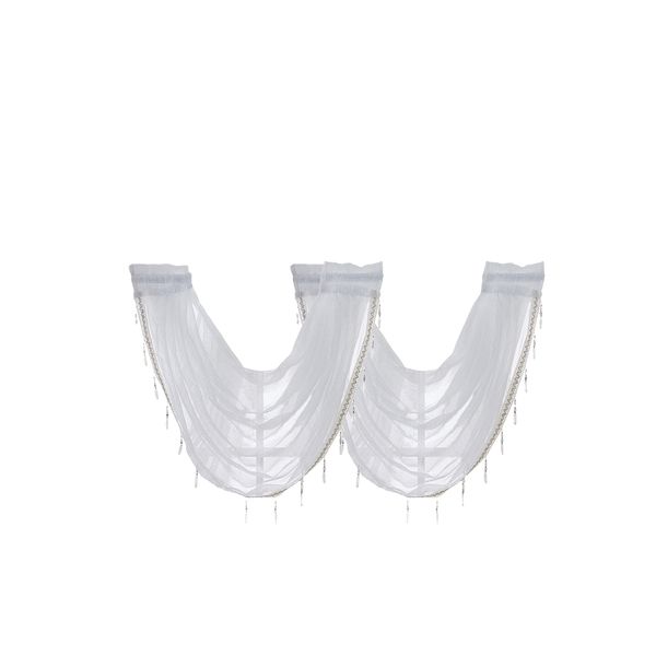 

2 panel glitter tassel window valance sheer curtain tiers balloon shades