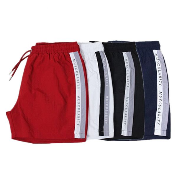 

dermspe 2019 beach shorts mens casual shorts compress quick-drying fashion men bermuda fitness for men, White;black
