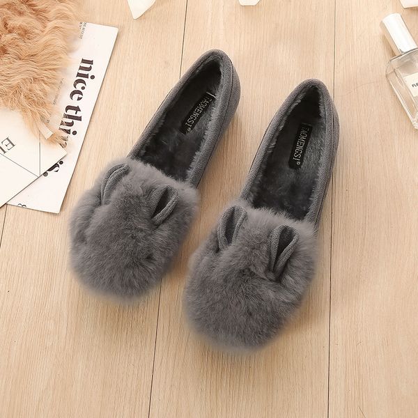 

round toe soft loafers fur driving shoe all-match moccasin shoes casual female sneakers autumn shallow mouth 2019 fashion, Black