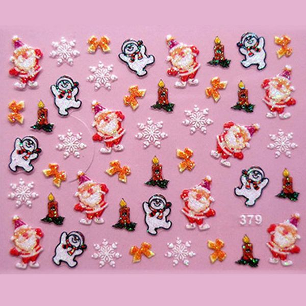 

fashion diy nail art stickers decal christmas santa claus snowflakes manicure decoration tools, Black