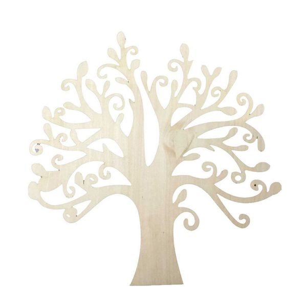 

wooden tree embellishments hollow family elegant tree shaped craft diy craft christmas ornaments wedding favors 12.5cm as shown