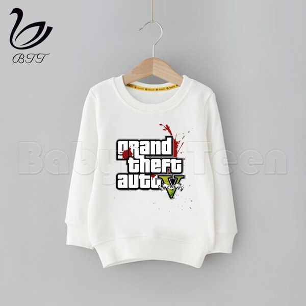 

kids grand theft auto gta cartoon hoodies spring casual hoodies sweatshirts children solid color sweatshirt, Black