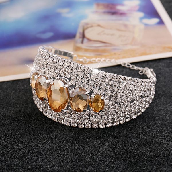 Großhandels-Diamant-funkelndes Champagner-Kristall-Armband für Hochzeitsfeier mit High-End-Atmosphäre