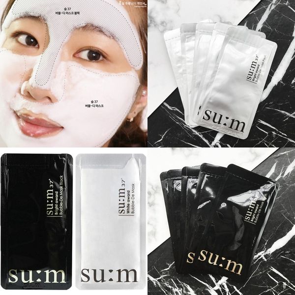 

korean cosmetics facial mask su:m37 cleansing black charcoal refine pores face mask carbonated bubble clay mask
