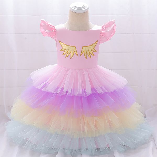 

2019 toddler tutu dress1 year birthday unicorn dress party christening dress for baby girl princess girl clothing dresses, Red;yellow