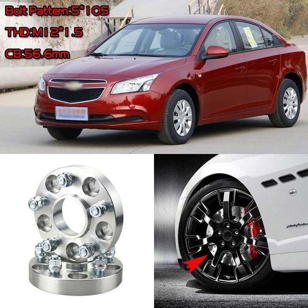 

4pcs 1" wheel spacers adapters 5 lug 5x4.1"/5x105-12x1.5 studs for chevy cruze