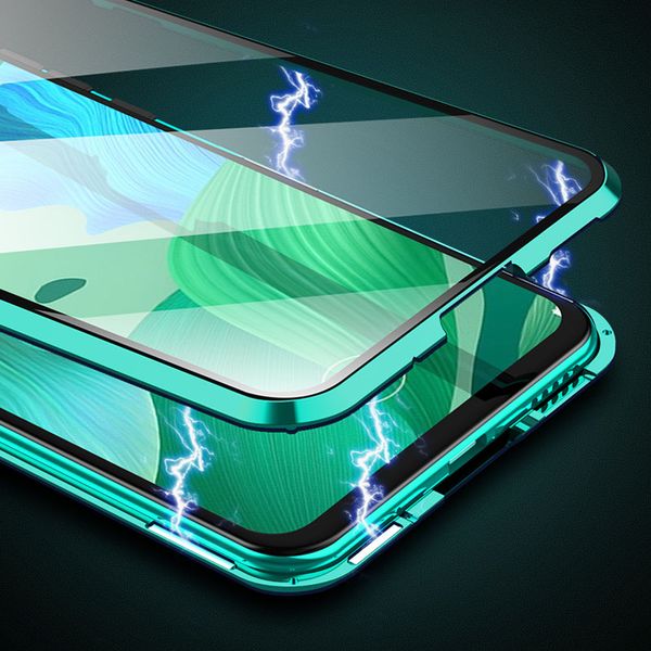 

magnetic metal double side glass phone case for huawei mate 30 20 pro for honor 8x 9x y9 prime p smart z 2019 cover