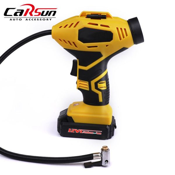 

carsun inflatable pump car compressor car tyre inflator us/uk/eu plug wireless pump 12v air compressor tyre inflator